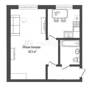 1-к квартира, вторичка, 30м2, 3/5 этаж