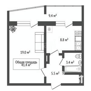 1-к квартира, вторичка, 41м2, 9/14 этаж