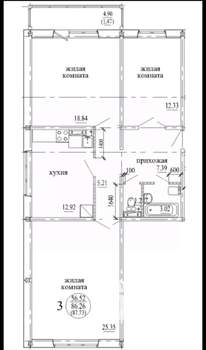 3-к квартира, вторичка, 86м2, 7/10 этаж