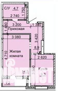 1-к квартира, вторичка, 39м2, 11/16 этаж