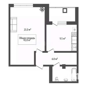 1-к квартира, вторичка, 41м2, 10/17 этаж