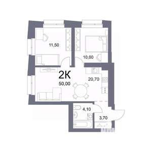 2-к квартира, вторичка, 50м2, 17/25 этаж