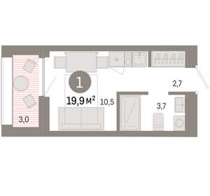 Студия квартира, вторичка, 20м2, 13/17 этаж