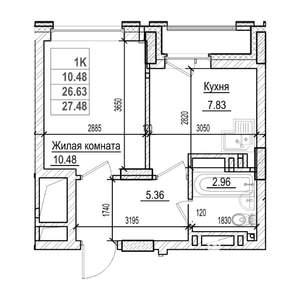 Студия квартира, строящийся дом, 27м2, 25/29 этаж