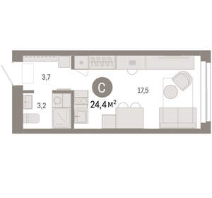 Студия квартира, вторичка, 24м2, 2/23 этаж