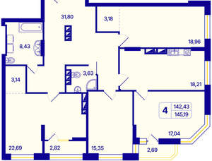 4-к квартира, вторичка, 145м2, 26/26 этаж