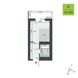 Студия квартира, строящийся дом, 25м2, 2/21 этаж
