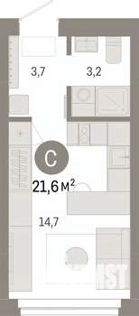 Студия квартира, вторичка, 22м2, 1/6 этаж