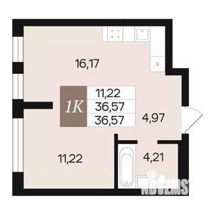 1-к квартира, вторичка, 37м2, 3/10 этаж
