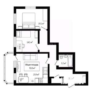 3-к квартира, вторичка, 92м2, 5/22 этаж