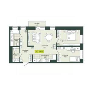 3-к квартира, вторичка, 69м2, 19/25 этаж