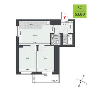 3-к квартира, вторичка, 54м2, 6/21 этаж