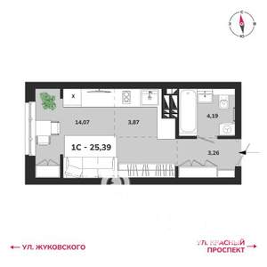 1-к квартира, вторичка, 25м2, 8/25 этаж