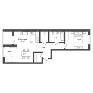 2-к квартира, вторичка, 67м2, 7/23 этаж