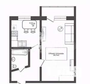 1-к квартира, вторичка, 29м2, 4/5 этаж