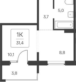 Студия квартира, вторичка, 32м2, 12/17 этаж