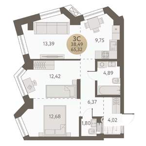 3-к квартира, вторичка, 65м2, 5/31 этаж