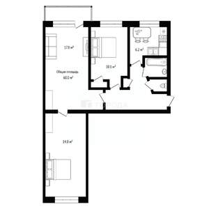 3-к квартира, вторичка, 60м2, 4/5 этаж