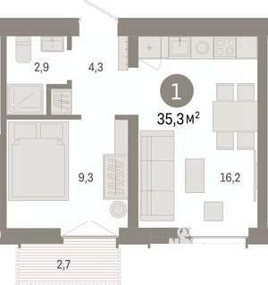 1-к квартира, вторичка, 35м2, 5/23 этаж