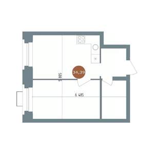 1-к квартира, вторичка, 34м2, 5/15 этаж