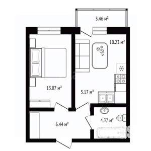 1-к квартира, вторичка, 39м2, 14/14 этаж