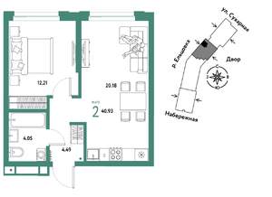 2-к квартира, вторичка, 41м2, 16/28 этаж