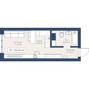 1-к квартира, вторичка, 25м2, 7/24 этаж