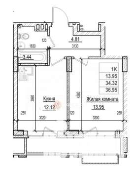 1-к квартира, вторичка, 36м2, 4/30 этаж