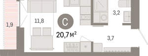 Студия квартира, вторичка, 21м2, 5/23 этаж