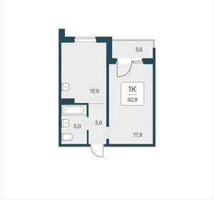1-к квартира, вторичка, 43м2, 9/17 этаж