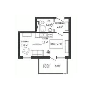 Студия квартира, вторичка, 27м2, 7/17 этаж