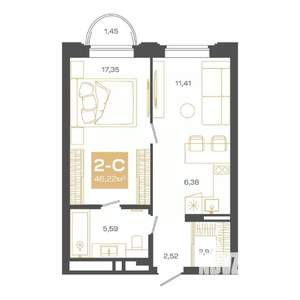 2-к квартира, вторичка, 46м2, 10/24 этаж