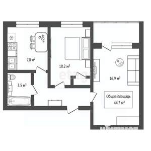 2-к квартира, вторичка, 45м2, 3/9 этаж