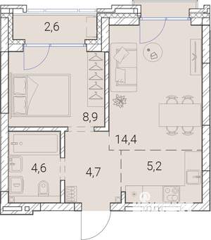 2-к квартира, вторичка, 40м2, 18/25 этаж
