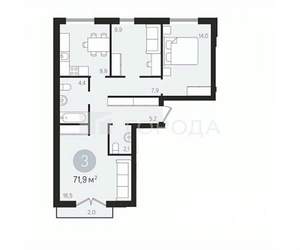 3-к квартира, вторичка, 72м2, 7/10 этаж