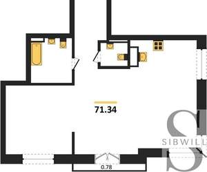 2-к квартира, вторичка, 71м2, 3/24 этаж