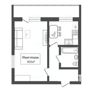 1-к квартира, вторичка, 45м2, 2/3 этаж