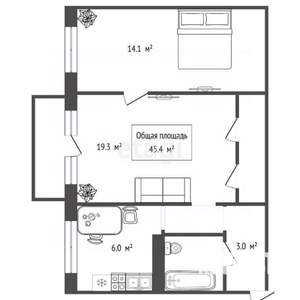 2-к квартира, вторичка, 45м2, 5/5 этаж