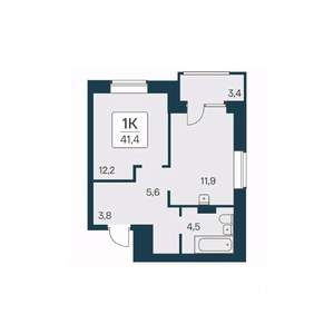 1-к квартира, вторичка, 41м2, 6/11 этаж