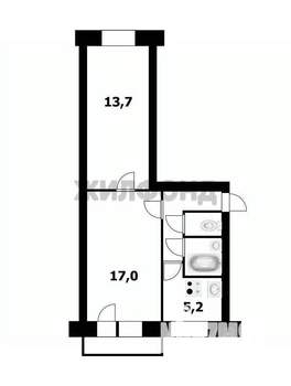 2-к квартира, вторичка, 43м2, 4/5 этаж