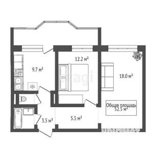 2-к квартира, вторичка, 53м2, 7/17 этаж