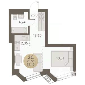 2-к квартира, вторичка, 33м2, 11/31 этаж