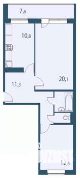 2-к квартира, строящийся дом, 62м2, 15/17 этаж