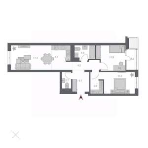3-к квартира, строящийся дом, 75м2, 12/24 этаж