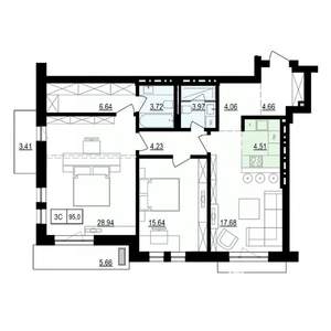 3-к квартира, вторичка, 101м2, 2/8 этаж