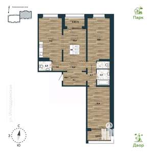 3-к квартира, строящийся дом, 94м2, 16/25 этаж