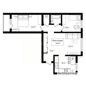 3-к квартира, вторичка, 60м2, 8/9 этаж