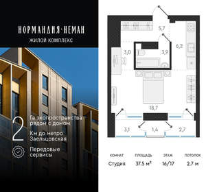 Студия квартира, вторичка, 38м2, 16/18 этаж