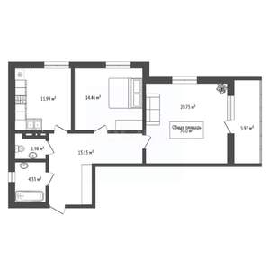 2-к квартира, вторичка, 70м2, 12/19 этаж