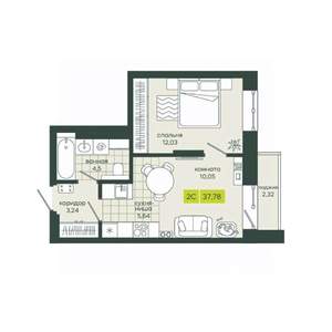 2-к квартира, вторичка, 38м2, 8/25 этаж